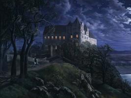 Decoration Poster.Burg Scharfenberg t night.Ernst Ferdinand Oehme painting.11276 - £12.85 GBP+