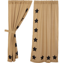 New Country Black Star burlap curtains with tiebacks image 2