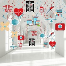 30 Pieces Nurse Party Decoration, Red And Blue Nurse Graduation Foil Ceiling Han - £20.77 GBP