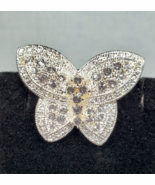 Vintage Clear Crystal/Rhinestone Bold Butterfly Silver Tone 1 1/2" Brooch - $45.33