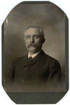 Circa 1890&#39;S Named Cabinet Card Handsome Man Mustache Ressler Stevens Point Wi - £9.56 GBP