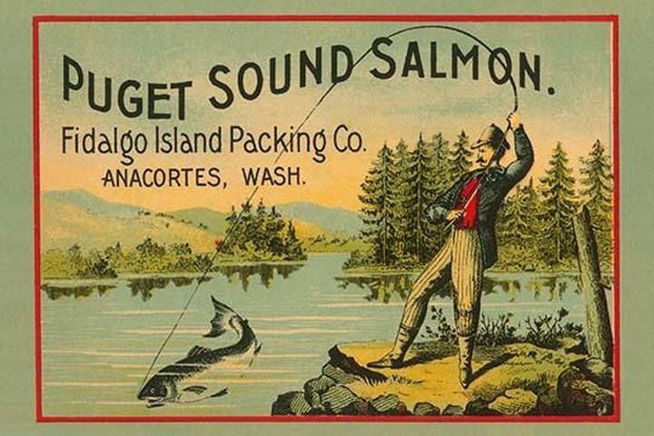 Puget Sound Salmon - On the Fly by Schmidt Litho Co. - Art Print - $21.99 - $196.99