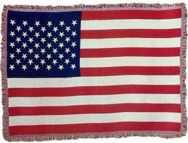 American Flag Woven Jacquard Throw Blanket Afghan - £47.86 GBP