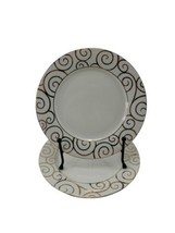 Pier 1 Retired Swirl Exclusively Hand Painted Porcelain Dinner Plates Set 2 - £20.08 GBP