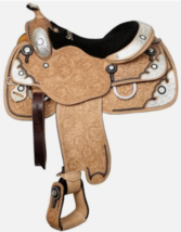 Showman 16" floral tooled show saddle with black inlay - $800.00