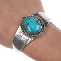 6 1/8&quot; Vintage Native American silver spiderweb turquoise McM - $297.00