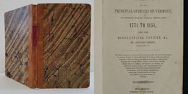 1778-1851 antique VERMONT HISTORY biographical catalog government officials  - £97.27 GBP