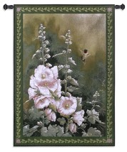 53x38 HUMMINGBIRD Hollyhock Floral Flower Tapestry Wall Hanging - £126.61 GBP
