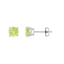 ANGARA Natural Peridot Stud Fine Earrings in 925 Sterling Silver (Size-5mm) - $139.45+