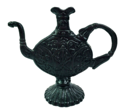 Black Cast Iron Teapot Standing Moroccan Style Kitchen Decor 7.25&quot; Tall ... - $16.82