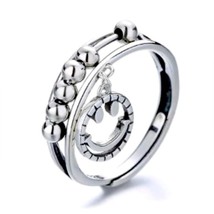 925 Sterling Silver Anti Anxiety Spinner Ring Ring for Women Happy Face New - £9.21 GBP