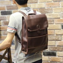 New fashion preppy style men pu leather backpack high quality men&#39;s travel bags  - £67.73 GBP