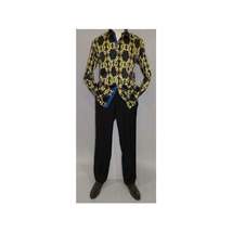 Men Oscar Banks Turkey Shirt Satin Singer Performer 6268-07 Black Gold Floral image 8