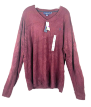 US Polo Assn Mens Long Sleeve V-Neck Pullover Sweater Size XXL Burgundy NWT - £14.25 GBP