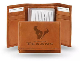 NFL Houston Texans Embossed Pecan Genuine Leather Billfold Wallet - £19.46 GBP