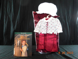 American Girl Felicity School Outfit Red Skirt Floral Top White Mob Cap + Book + - £57.62 GBP