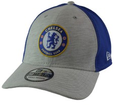 Chelsea FC New Era Blue &amp; Gray 39THIRTY Mesh Back Flex Fit Soccer Hat - $23.95