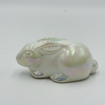 Vintage Mosser art glass iridesent bunny Rabbit figurine White Small Eas... - $49.50