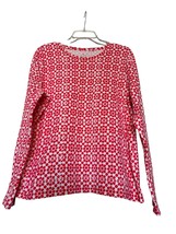 Talbots Womens Top Red XL Cotton Stretch Long Sleeve Floral Pullover Tee - $16.83