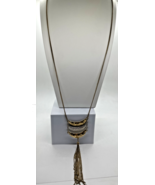 Gold Tone Crescent Hammered Tassel Long Necklace 33&quot; - €12,65 EUR