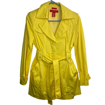 A Line Womens M Yellow Pea Coat Jacket Lined Cotton Stretch Pockets - £20.04 GBP