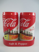 Coca-Cola Tin Salt and Pepper Set Drink Coca-Cola in Bottles - $8.17