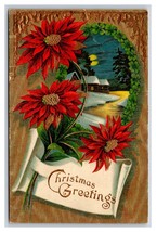 Poinsezia Fiori Ghiacciolo Natale Biglietto D&#39;Auguri Goffrato DB Cartolina - £3.99 GBP