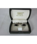 Vintage IDO Time Collection Art Deco Cufflinks Silver and Black - £13.41 GBP