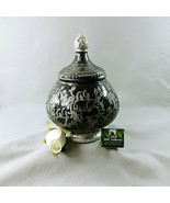 Storage Canister Decorative Jar with Lid Textured Black &amp; Silver 9 1/2&quot; ... - €43,09 EUR