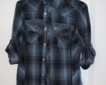 Inc International Concepts Snap Front 3/4 Roll Up Sleeve blue Gray Plaid... - $24.74