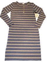 NWT LuLaRoe Large Royal Blue &amp; Gray Striped Debbie L/S Sheath Dress - $24.74