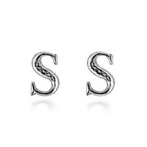 Simple &amp; Stylish Sterling Silver Letter &quot;S&quot; Stud Earrings - $8.90
