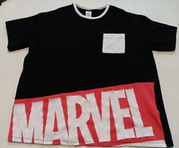Marvel Shirt Adult XXL Embroidered Logo Chest Pocket Ribbed Crew Neck Disney Y2K - $33.41