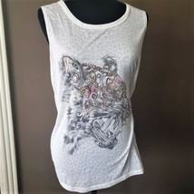 River Island Sleeveless T-Shirt White with Leopard Design Size 14 - New No Tags - £18.09 GBP