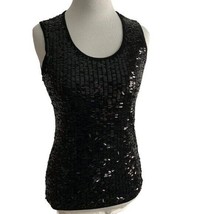 Verve Ami Ladies Black On Black Sleeveless Sequin Tank Tunic Sweater S - £14.62 GBP