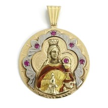 Authenticity Guarantee 
Vintage Simulated Ruby Round Saint Necklace Pendant 1... - £1,274.97 GBP