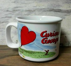 Soup Cup Curious George Mug Flying Red Heart Balloon Kite Monkey - £7.36 GBP