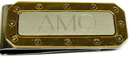 &quot;AMO&quot; Initials Money Clip Stainless Steel Credit Card Cash Silver Tone G... - £21.02 GBP