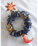 Judy Strobel Magical Blue Howlite & Cloisonne Enamel Sun & Moon Bracelet - £40.14 GBP
