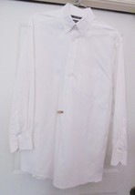 Roundtree &amp; Yorke Dress Shirt Cotton 2 Ply Pinpoint L/S Button Down Whit... - $18.60