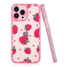 Compatible Iphone 13 Pro Max Case Clear Cute Strawberry Pattern Design Soft Tpu  - £22.34 GBP