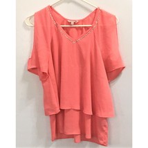 Juicy Couture Cold Shoulder Short Sleeve Salmon Size SM  Breezy Summer Top - £8.86 GBP