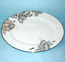 Lenox Floral Waltz Oval Serving Platter 13.25 Platinum Dot Florals USA N... - $71.18