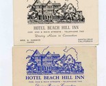 2 Hotel Beach Hill Inn Business Cards 2nd &amp; Main Streets Santa Cruz CA 1... - £22.10 GBP