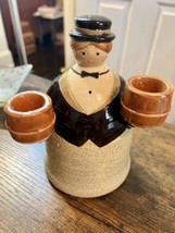 Vintage Shafford Folk Art Groom In Tux Double Candle Holder 1986 Hand Painted - £14.20 GBP
