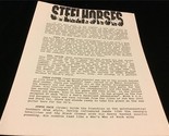 Press Kit Release Info Sheet 2 Pages Steel Horses Derek St. Holmes - £7.81 GBP