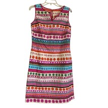 Talbots Multicolor Dress Sz 8 Floral Geometric Fitted Sleeveless Zip Bac... - $37.50