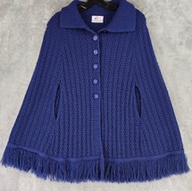 American Sweater Womens One Size Blue 100% Dupont Orlon Fiber 70s Vintage Poncho - £24.84 GBP
