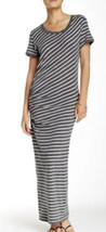 Women&#39;s James Perse Striped S/S Ruched Maxi Dress Heather Charcoal Sz 4 (XL) NWT - £69.89 GBP