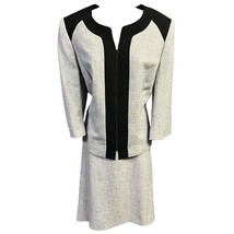 Preston &amp; York Skirt Suit 2PC Grey Black Lined Workingcore Women Size 16 Zipper - £29.30 GBP